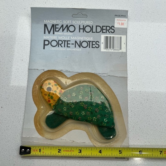 Vintage Turtle Magnet 1985 Magnetic Fabric Memo Holder Deadstock Floral Flowers - Picture 4 of 5
